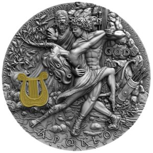 2020 Niue 2 Ounce Gods Apollo High Relief Gold Gilded Silver Coin