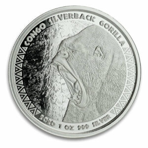 2020 Congo 1 Ounce Silverback Gorilla BU .999 Silver Coin