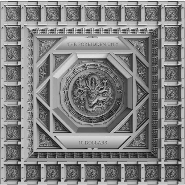 2020 Samoa 100 Gram Forbidden City Dragon Caisson Ceiling Silver Coin