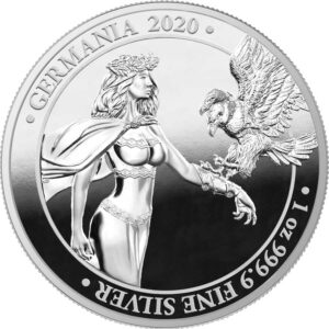 2020 Germania 1 Ounce Lady Germania 5 Marks .9999 Silver Proof Round