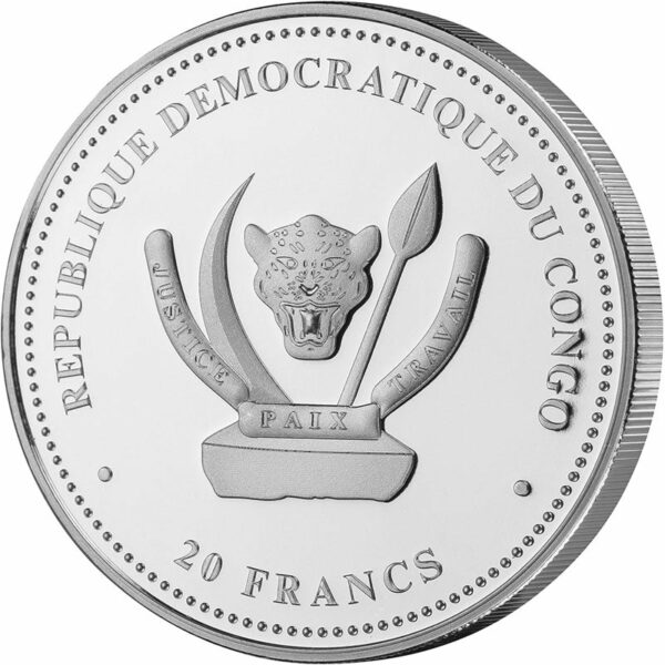 2019 Democratic Congo 1 Ounce Predators Grizzly Bear Silver Coin