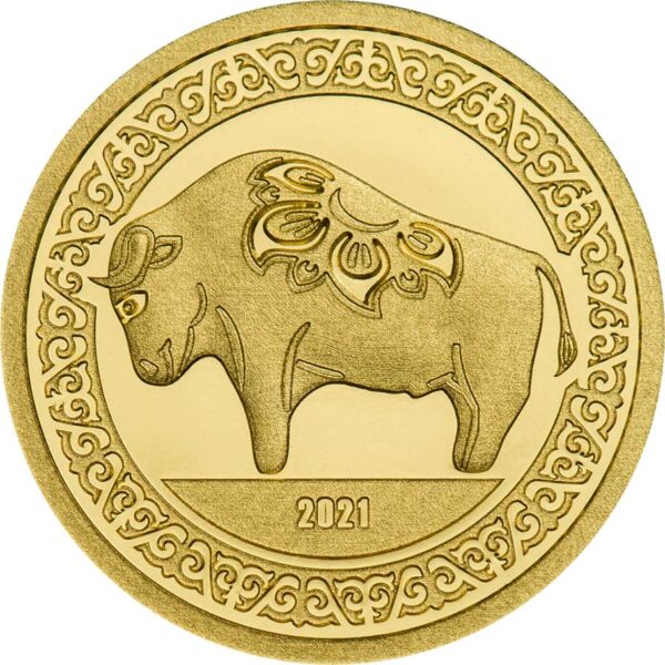 2021 Mongolia 1/2 Gram Lunar Year of the Ox .9999 Gold Proof Coin