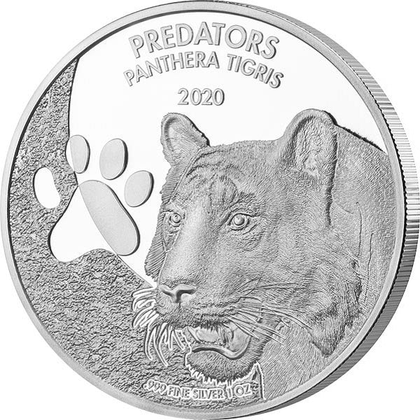 2020 Democratic Congo 1 Ounce Predators Panthera Tigris Silver Coin
