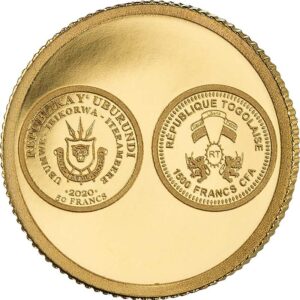 2020 African Pride 7 X 1/2 Gram Cradle of Humankind Gold Coin Burundi Togo