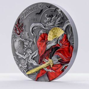 2020 Cook Islands Zhong Kui Asian Mythology Gilded Ultra High Relief Silver Coin
