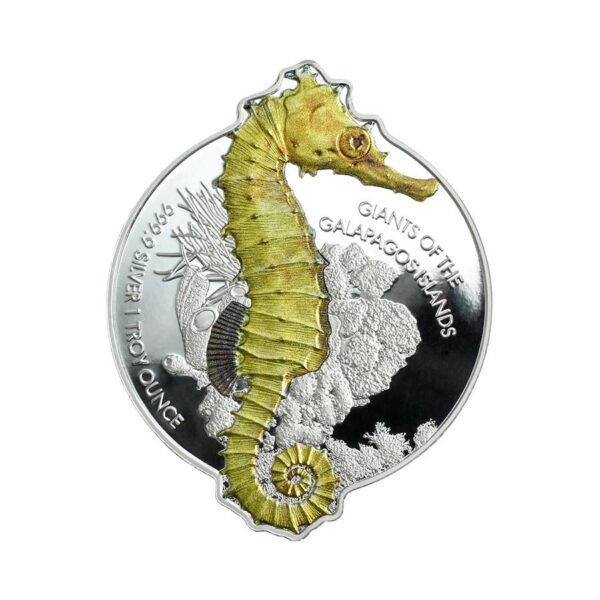 2020 Solomon Islands 1 Ounce Giants of the Galapagos Seahorse Reverse Proof Silver Coin