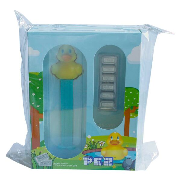 2020 PEZ Rubber Duck Candies and Dispenser Silver Wafers