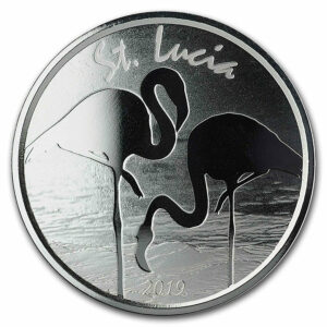 2019 St. Lucia 1 Ounce Flamingo EC8 BU Silver Coin