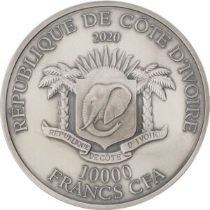 2020 Ivory Coast 1 Kilogram Panda Haut Relief Silver Coin