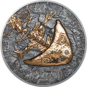 2020 Mongolia 1 Ounce Evolution of Life Diplocaulus .999 Antique Finish Silver Coin