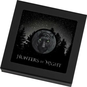 2020 Palau Hunters by Night Black Panther Obsidian Black Silver Coin
