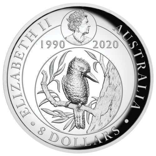 2020 Australia 5 Ounce 30th Ann Kookaburra Gilded High Relief Silver Proof Coin