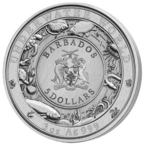 2020 Barbados 3 Ounce Underwater World "Blue Whale" Silver Coin
