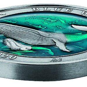 2020 Barbados Underwater World Blue Whale Enamel Silver Coin