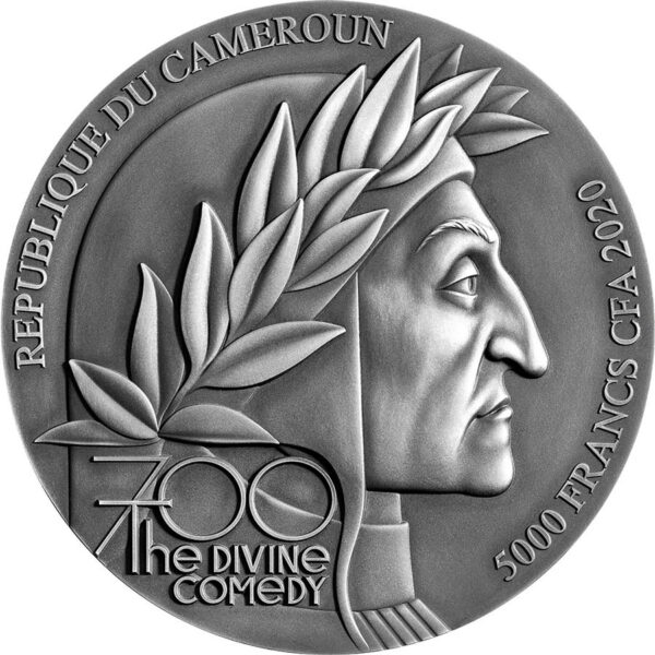2020 Cameroon 5 Ounce Divine Comedy Dante's Inferno High Relief Silver Coin