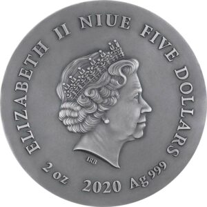 2020 Niue 2 Ounce Gray Wolf High Relief Gilded Silver Coin
