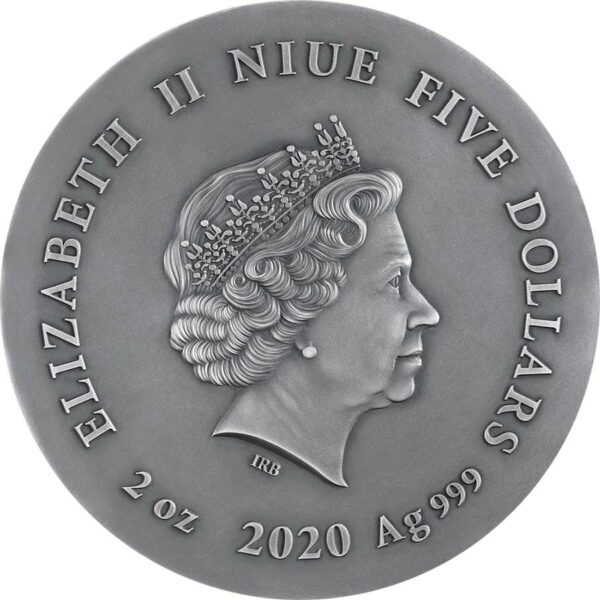 2020 Niue 2 Ounce Gray Wolf High Relief Gilded Silver Coin