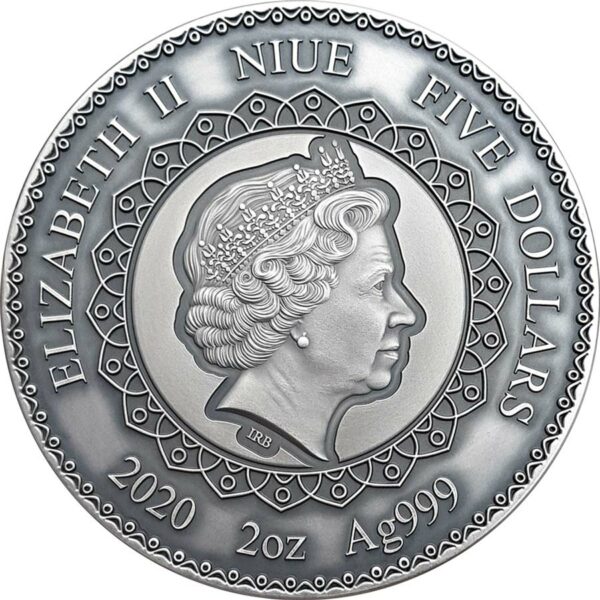 2020 Niue 2 Ounce Mandala Collection Owl Swarovski Crystal Inset Silver Coin