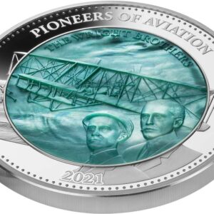 2021 Solomon Islands 5 Ounce Wright Brothers Mother of Pearl Silver Proof Coin