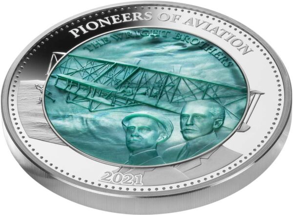 2021 Solomon Islands 5 Ounce Wright Brothers Mother of Pearl Silver Proof Coin