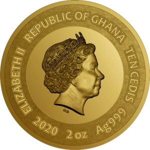 2020 Ghana 2 Ounce Vincent Van Gogh Sunflowers Gilded Silver Coin