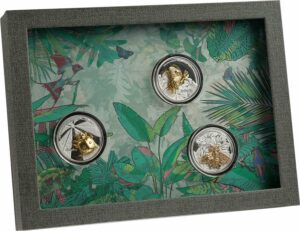 2021 Samoa 3 X 1 Ounce Golden Insect 3D Shaped Silver Proof Coin Collection