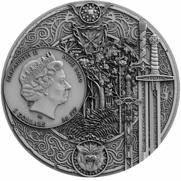 2020 Niue 2 Ounce Witcher Sword of Destiny High Relief Silver Coin