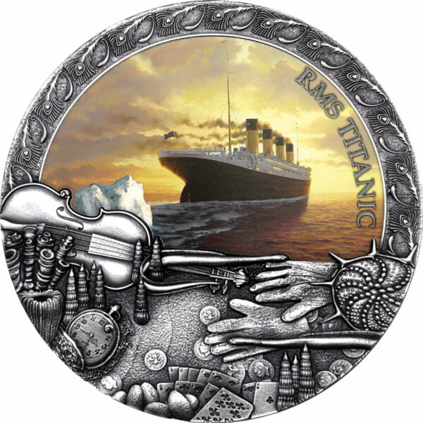 2020 Niue 2 Ounce Titanic Grand Shipwrecks Color High Relief Silver Coin