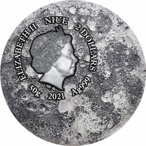 2021 Niue 50 Gram Moon Rabbit Jade Inset Silver Coin
