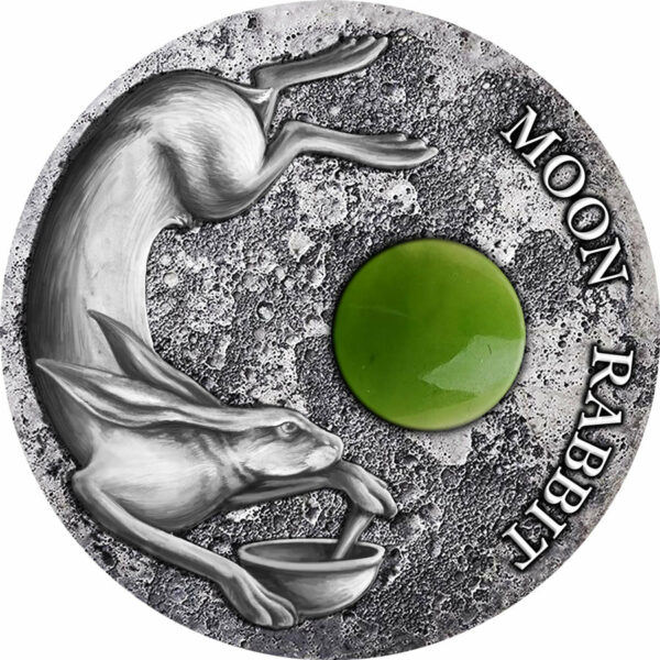 2021 Niue 50 Gram Moon Rabbit Antique Finish Silver Coin
