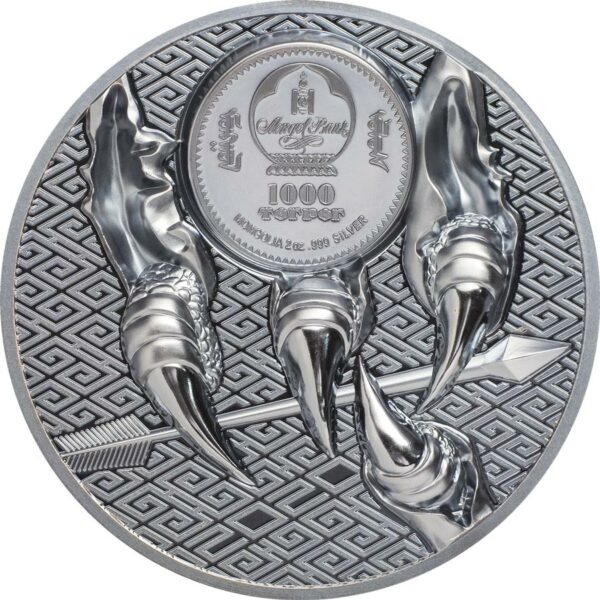2020 Mongolia 2 Ounce Black Proof Majestic Eagle Silver Coin