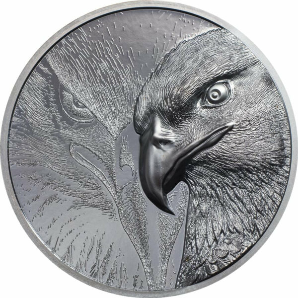 2020 Mongolia 2 Ounce Majestic Eagle Black Proof Silver Coin