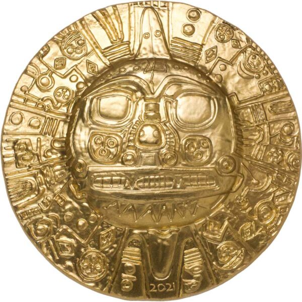 2021 Palau 1 Ounce Inca Sun God Gilded Silk Finish Ultra High Relief Silver Coin