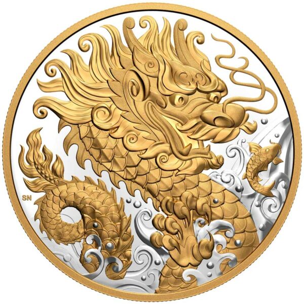 2021 Canada 1/2 Kilogram Triumphant Dragon Gold Plated Silver Proof Coin