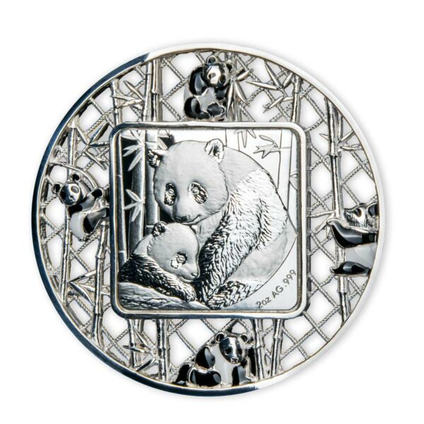 2021 Solomon Islands 2 Ounce Filigree Pandas Proof-Like Silver Coin