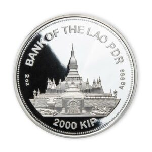 2022 Laos 2 Ounce Year of the Tiger Silver Proof Coin