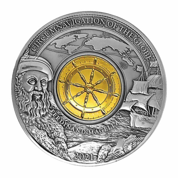 2021 Barbados 3 Ounce Ferdinand Magellan Circumnavigation of the Globe Silver Coin