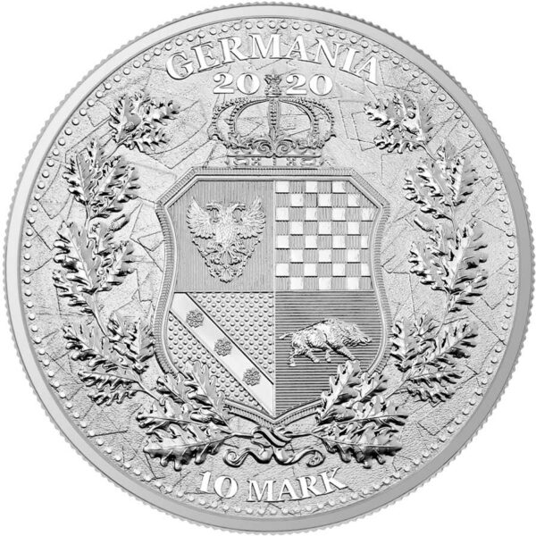 2020 Germania 2 Ounce Allegories Italia & Germania 10 Marks Silver Coin