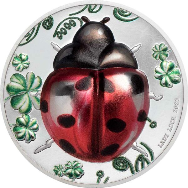 2021 Palau 1 Ounce Lady Luck Lady Bug Ultra High Relief Color Silver Proof Coin