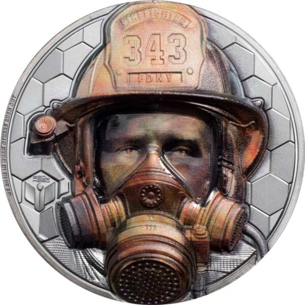 2021 Cook Islands 3 Ounce Real Heroes - Firefighter Ultra High Relief Black Proof Silver Coin