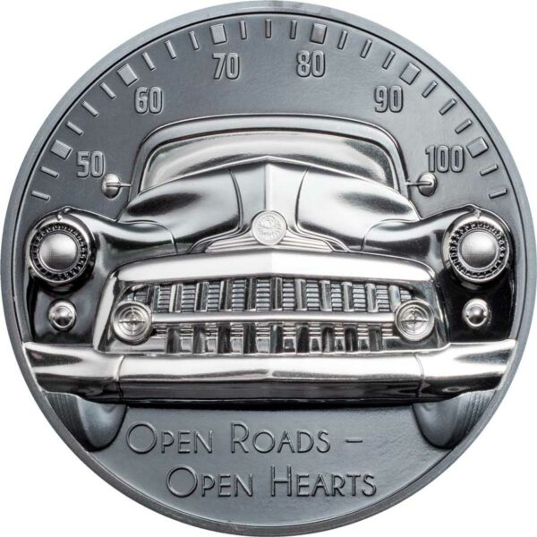 2021 Cook Islands 2 Ounce Classic Car - Open Roads Black Proof Silver Coin