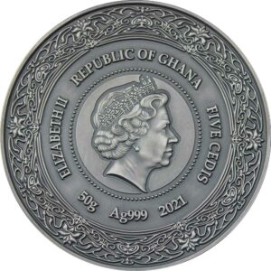 2021 Ghana 50 Gram Eir Goddess of Health Color Silver Coin