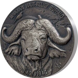 2020 Ivory Coast 1 Kilogram African Big 5 Water Buffalo Mauquoy Ultra High Relief Silver Coin