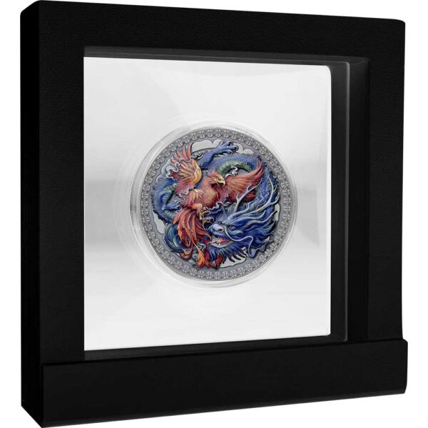Ghana Dragon and Phoenix Color Antique Finish Silver Coin