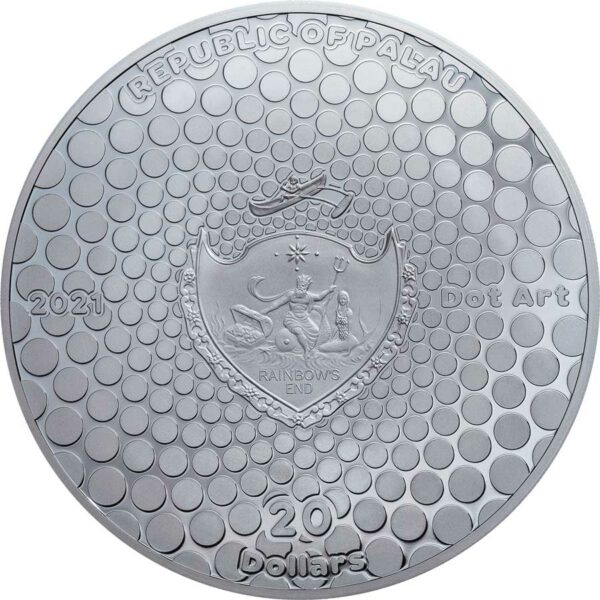 2021 Palau 3 Ounce The Whale DOT Art Series Color Black Proof Silver Coin