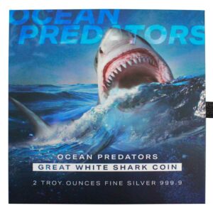 2021 Solomon Islands 2 Ounce Great White Shark Ocean Predators Silver Coin
