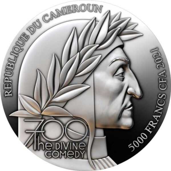 2021 Cameroon 5 Ounce Divine Comedy Paradiso High Relief Silver Coin