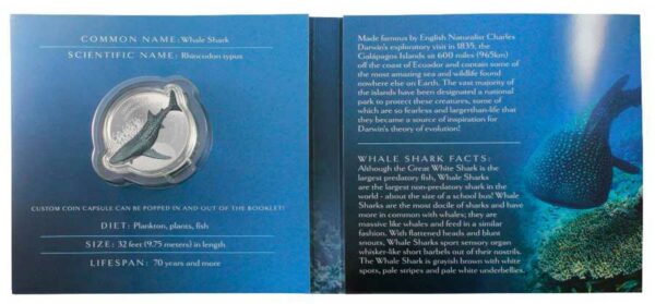 2021 Solomon Islands 1 Ounce Giants of the Galapagos Whale Shark Reverse Proof Silver Coin