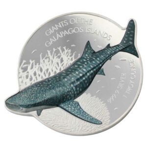 2021 Solomon Islands 1 Ounce Giants of the Galapagos Whale Shark Reverse Proof Silver Coin