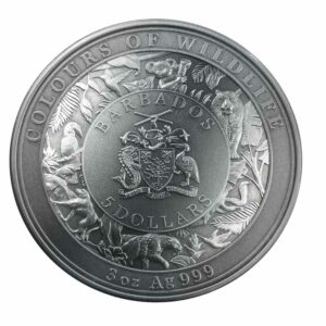2021 Barbados 3 Ounce Colors of Wildlife Tiger Ultra High Relief Silver Coin